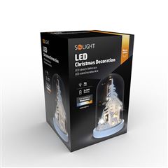 Solight LED vianočné dekorácie, zasnežená krajina s domčekom, 18cm, 10x LED, 2x AAA