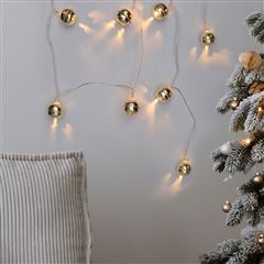 Solight LED vianočná reťaz rolničky, 10x LED, zlatá, 1,5m, 2x AA