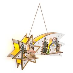 Solight LED vianočná kométa, 10x LED, drevená, 30cm