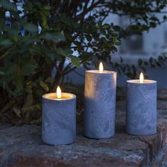 Solight sada LED sviečok s časovačom, 3ks, 10/13/15cm, sivá, 2x AA 