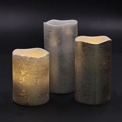 Solight sada LED sviečok, 3ks, 10/13/16cm, strieborná, 3x AAA 