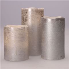 Solight sada LED sviečok, 3ks, 10/13/16cm, strieborná, 3x AAA 