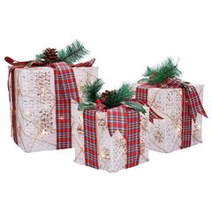 Solight sada 3 LED vianočných darčekov, 48x LED, IP44