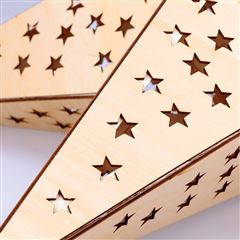 Solight LED drevená vianočná hviezda, závesná, časovač, 65cm, 20x LED, 2x AA