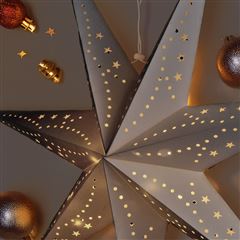 Solight LED vianočná hviezda strieborná, závesná, časovač, 60cm, 20x LED, 2x AA