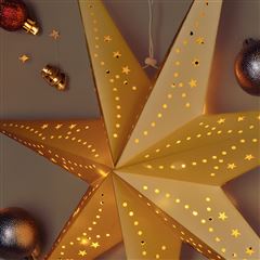 Solight LED vianočná hviezda zlatá, závesná, časovač, 60cm, 20x LED, 2x AA