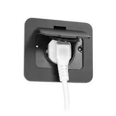 Solight vstavaná podlahová zásuvka, IP55, matná čierna, obdĺžnikové viečko