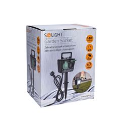 Solight záhradný stĺpik IP44, 2 zásuvky + časový spínač, gumový kábel 1,5m