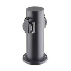 Solight záhradný stĺpik IP44, nerez oceľ, 2 zásuvky, valec, čierny