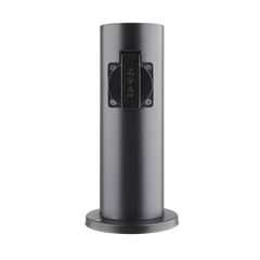 Solight záhradný stĺpik IP44, nerez oceľ, 2 zásuvky, valec, čierny