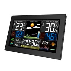 Solight meteostanica, XL farebný LCD, teplota, vlhkosť, tlak, RCC, čierna