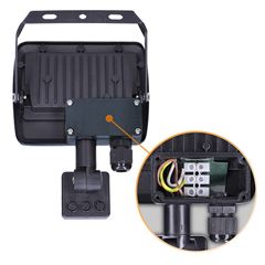 Solight LED reflektor Easy so senzorom, 20W, 1600lm, 4000K, IP44, čierny