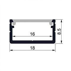 Solight hliníková lištal pre LED pásky 2, 18x9mm, mliečny difúzor, 1m