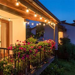 Solight LED vonkajšia reťaz s žiarovkami, 10 žiaroviek, 5m +3m, 500lm, teplá biela