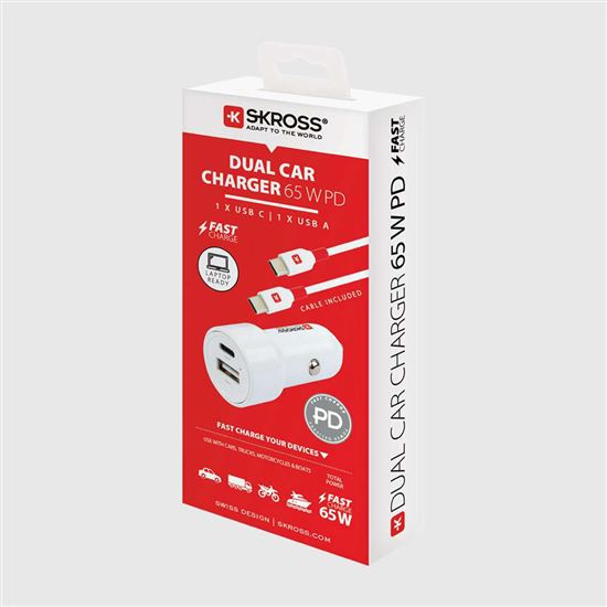 SKROSS USB A+C nabíjací autoadaptér Dual Car Charger, 65W PD