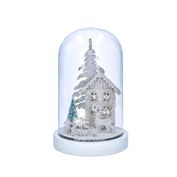 Solight LED vianočné dekorácie, zasnežená krajina s domčekom, 18cm, 10x LED, 2x AAA