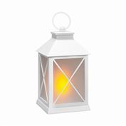 Solight LED vianočný lampáš biely, 20cm, časovač, 2x AA