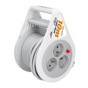 Solight predlžovací prívod na bubne 10m, 3 zásuvky, sivý kábel, 3x 1,5mm2