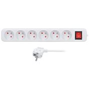 Solight predlžovací prívod 3m, 6 zásuviek, vypínač, 16A/3680W, PVC, biely