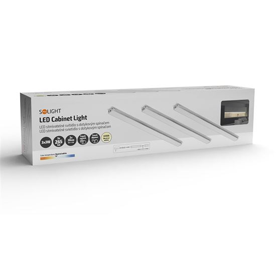 Solight LED podlinkové a nábytkové svietidlo stmievateľné, 3x3W, 4100K, 3x30cm, dotykové spínanie
