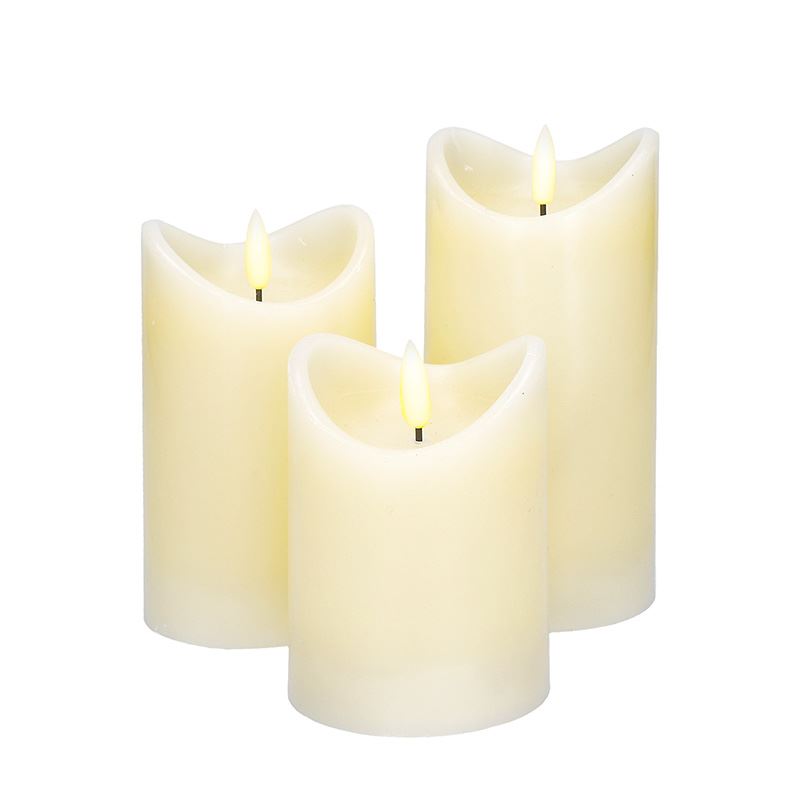 Solight sada LED sviečok z prírodného vosku, 3ks, AAA