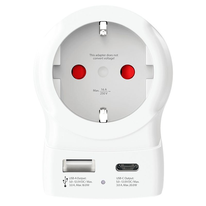 SKROSS cestovný adaptér s USB A+C 20W do Spojených štátov, typ B
