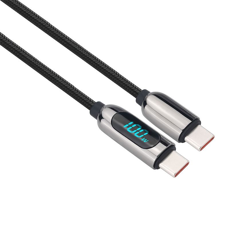 Solight USB-C kábel s displejom, USB-C konektor - USB-C konektor, 100W, 1m