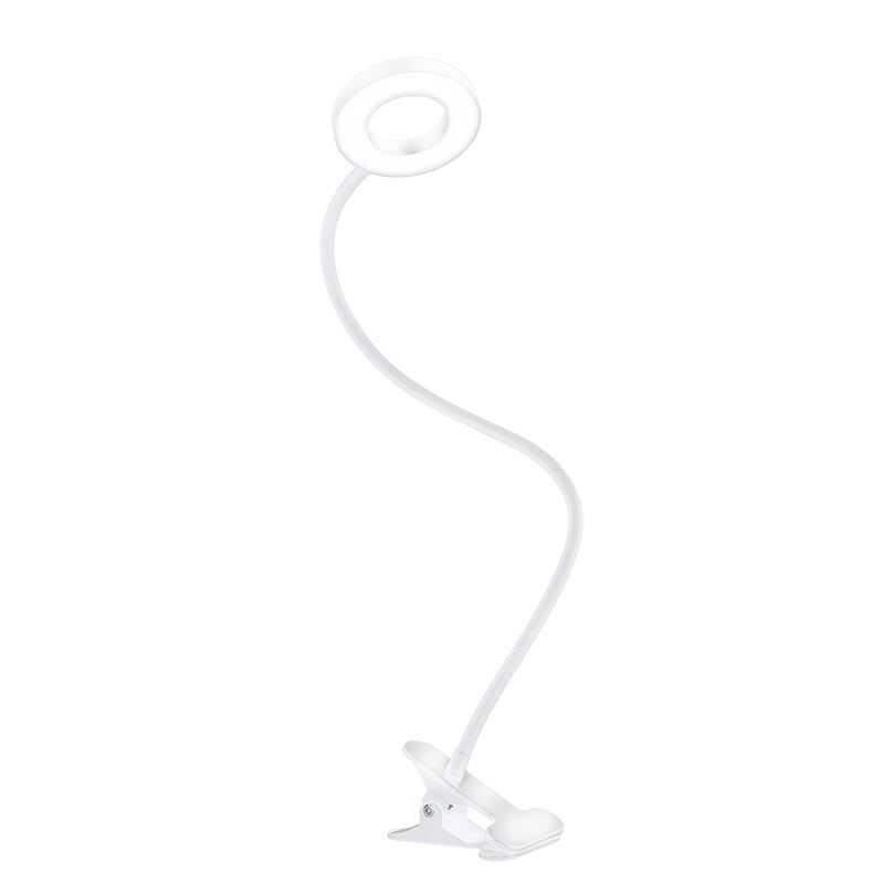 Solight LED stmievateľná stolná lampička s klipom biela, 300lm, nastaviteľná teplota svetla, USB