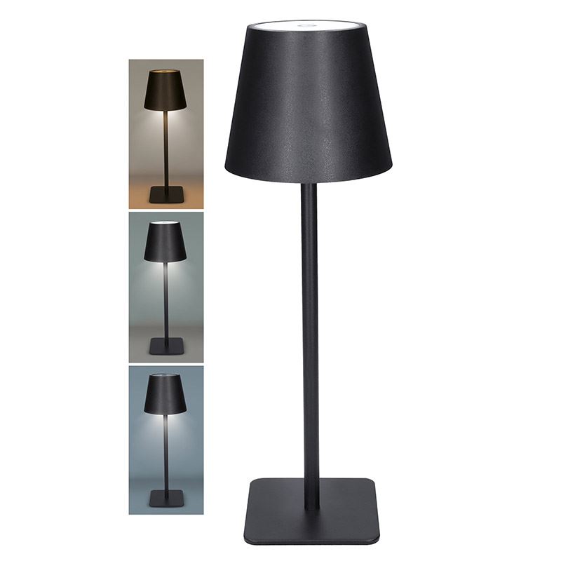 Solight LED nabíjacia lampička Lucca, 120lm, zmena CCT, stmievanie, čierna