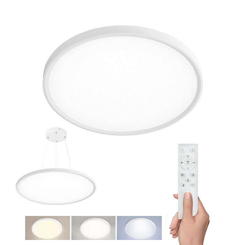 Solight LED osvetlenie s diaľkovým ovládačom Estela White, 40W, 4300lm, 50cm, URG<19, závesné aj prisadené